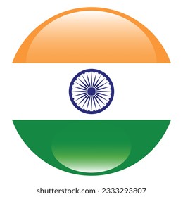 The flag of India. Flag icon. Standard color. Circle icon flag. 3d illustration. Computer illustration. Digital illustration. Vector illustration.