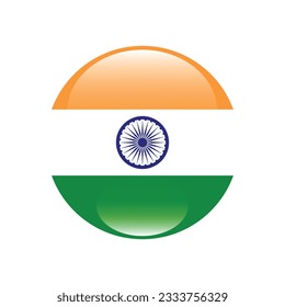 The flag of India. Flag icon. Standard color. Circle icon flag. 3d illustration. Computer illustration. Digital illustration. Vector illustration.