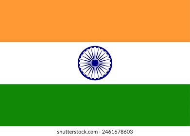 The flag of India. Flag icon. Standard color. Vector illustration.