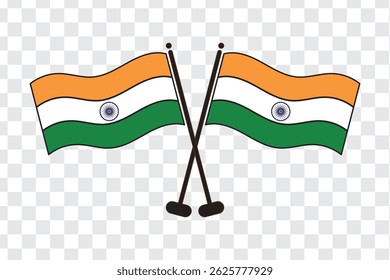 The flag of India. Flag icon. Standard color. Standard size. A rectangular flag. Computer illustration. Digital illustration. Vector illustration.