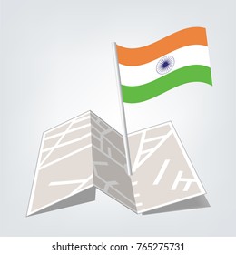 Flag of india , India Flag Icon vector illustration,map and check in