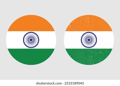Flag of India. An illustration of the India round flag. A round flag. Flag icon.