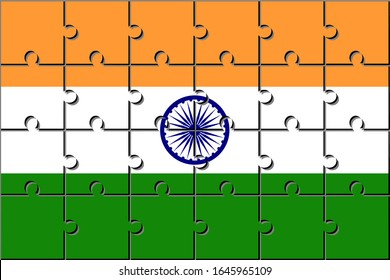 Flagge von India aus Puzzleteilen