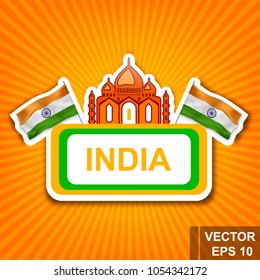 Flag of India. Map. Symbol of the state. For your design. Rectangle.