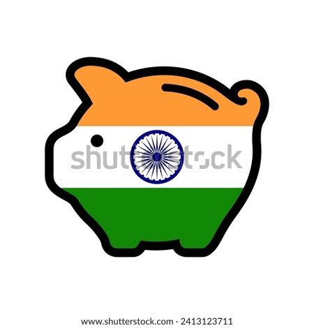 Flag of India, piggy bank icon, vector symbol.