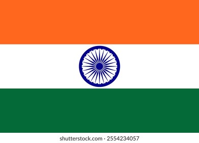 Flag of india with real colors. Vector illustration