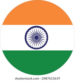 Flag of India round icon, banner vector illustration. 