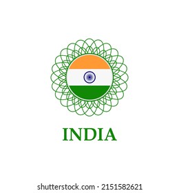 The flag of India is round with a pattern. India flag symbol design. Indian flag vector illustration