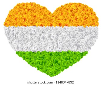 Flag India shape of heart flower garland mala. Isolated on white vector illustration