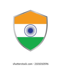 Flag of India with silver frame