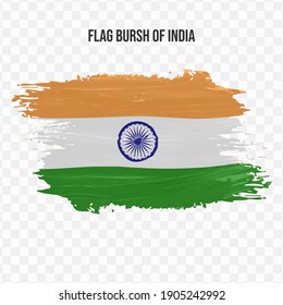 Flag Of India in texture brush  with transparent background, vector illustration in eps file