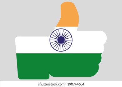 The flag of India in a Thumbs Up Icon