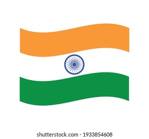 Flag of India, vector design. Saffron, white and green with Ashoka Chakra blue wheel.