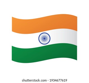 Flag of India, vector design. Saffron, white and green with Ashoka Chakra blue wheel.