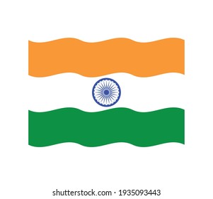 Flag of India, vector design. Saffron, white and green with Ashoka Chakra blue wheel.