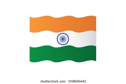Flagge von Indien, Vektordesign. Safran, weiß und grün mit Ashoka Chakra blauem Rad.