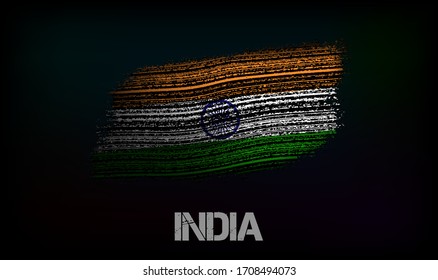 Bandera de la India. Ilustración vectorial en estilo grunge con grietas y abrasiones. Buena imagen para imprimir