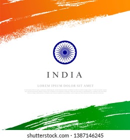 Flag of india Vector illustration on white background. Brush strokes drawn by hand. Independence Day.