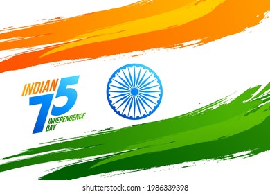 Flag of India Vector illustration on white background. Brush strokes drawn by hand. Independence Day.