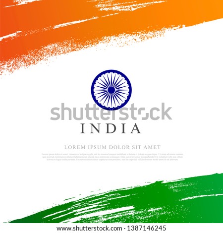 Flag of india Vector illustration on white background. Brush strokes drawn by hand. Independence Day.