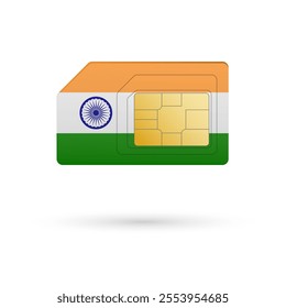 Flag of India. Vector illustration of SIM Card with flag on white background