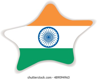 Flag of India. Vector illustration of a stylized flag. Star with shadow. Element for infographics.