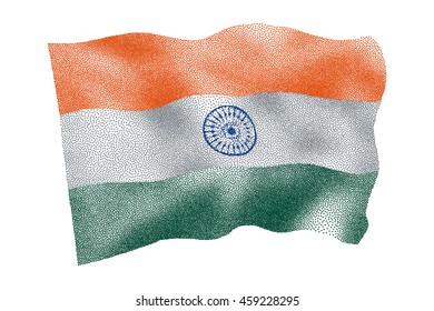 Flag of India - Vector stippled illustration