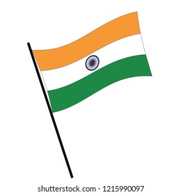 Flag of India , India flag waving isolated vector illustration