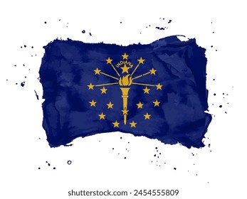 Flag of  Indiana from brush strokes. United States of America. Watercolor style for your design. Flag State Indiana on white background for your web site design, app, UI. EPS10.