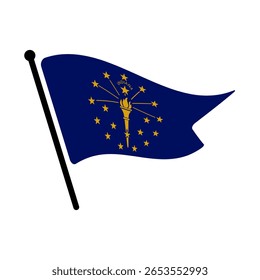 Bandeira de Indiana. Bandeira de Indiana computador digital vetor ilustração ícone design. Bandeira de mastro flutuante.