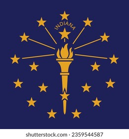 The flag of Indiana. Flag icon. Standard color. A square flag. Computer illustration. Digital illustration. Vector illustration.