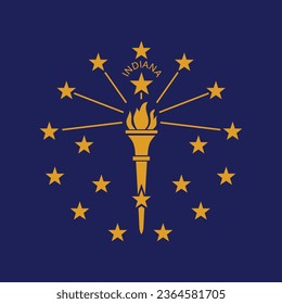 The flag of Indiana. Flag icon. Standard color. A square flag. Computer illustration. Digital illustration. Vector illustration.