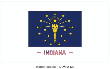 Flagge von INDIANA auf weißem Hintergrund, bearbeitbare Vektorgrafik der INDIANA-Flagge, Design des Nationalfeiertags, Flagge von INDIANA, Staat USA