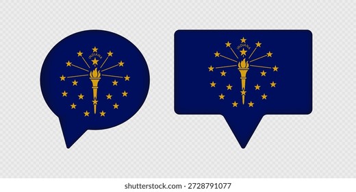 Bandera del estado de Indiana en la burbuja del discurso.