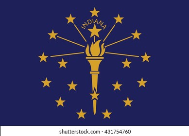 Flag of Indiana state of the United States. Vector illustration.