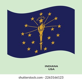 Flag of Indiana , Flag of USA state Indiana Vector Illustration,Waving flag of Indiana, USA Flag of Indiana vector illustration, USA.