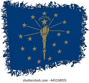 Flag of Indiana. Vector illustration of a stylized flag. Shaggy edge.