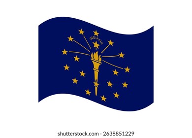 Flag of Indiana. Indiana wavy flag digital vector illustration.