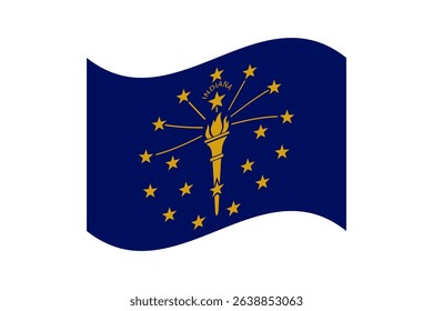 Flag of Indiana. Indiana wavy flag digital vector illustration.