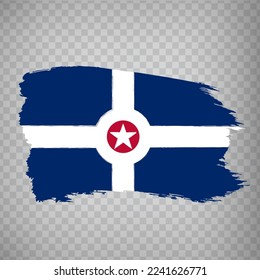 Flag of  Indianapolis city from brush strokes. State of Indiana USA. Flag  city Indianapolis on transparent background for your web site design, app, UI. EPS10.