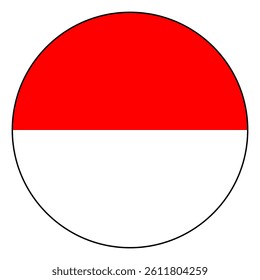 Flag of Indonesia. Black edge. Indonesia circle flag logo icon computer vector illustration design.