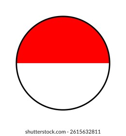 Flag of Indonesia. Black edge. Indonesia circle flag logo icon computer vector illustration design.