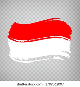 Flagge Indonesiens, Pinselstrich-Hintergrund.  Flagge Indonesiens auf transparentem Hintergrund für Ihr Webdesign, Logo, App. EPS10.