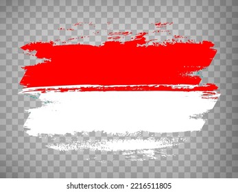 Flag of  Indonesia brush stroke background.  Flag of Indonesia on transparent backrgound for your web site design, app, UI.  Stock vector. EPS10.