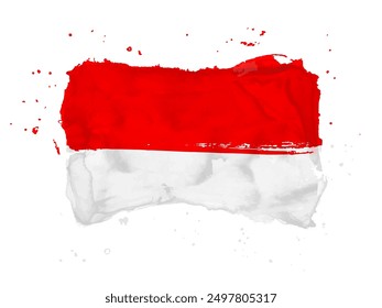 Flag of Indonesia, brush stroke background.  Flag Indonesia on white background. Watercolor style for your design, app, UI.  EPS10.