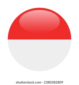Die Flagge Indonesiens. Button-Flag-Symbol. Standardfarbe. Circle Icon Flag. 3D-Abbildung. Computergrafik. Digitale Illustration. Vektorgrafik.