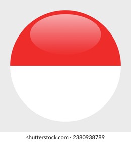 Die Flagge Indonesiens. Button-Flag-Symbol. Standardfarbe. Circle Icon Flag. 3D-Abbildung. Computergrafik. Digitale Illustration. Vektorgrafik.
