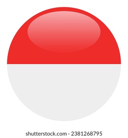 La bandera de Indonesia. Icono de indicador de botón. Color estándar. Indicador de icono de círculo. 3 quinquies ilustración. Ilustración del equipo. Ilustración digital. Ilustración vectorial.