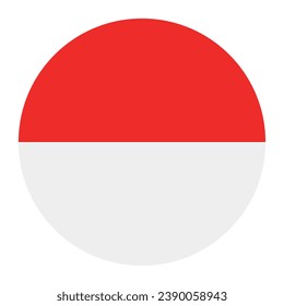 The flag of Indonesia. Button flag icon. Standard color. Circle icon flag. Computer illustration. Digital illustration. Vector illustration.
