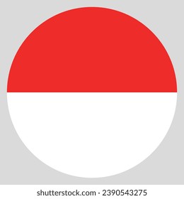 The flag of Indonesia. Button flag icon. Standard color. Circle icon flag. Computer illustration. Digital illustration. Vector illustration.